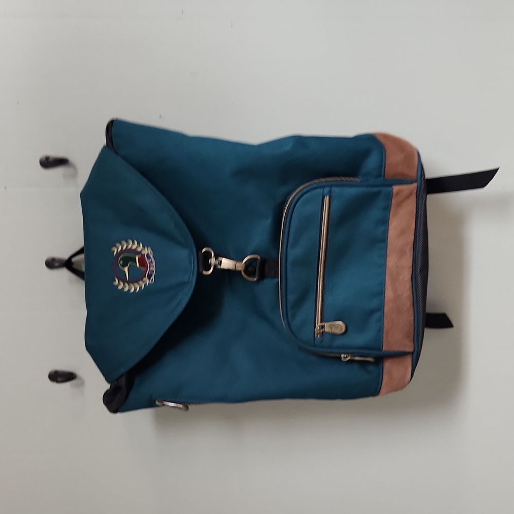 DUCKHEAD Backpack Vintage Outer&Inner Pockets Suede&Canvas Emblem Green NWOT